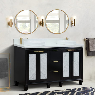 Schreck 61'' Double Bathroom Vanity with Engineered Stone Top