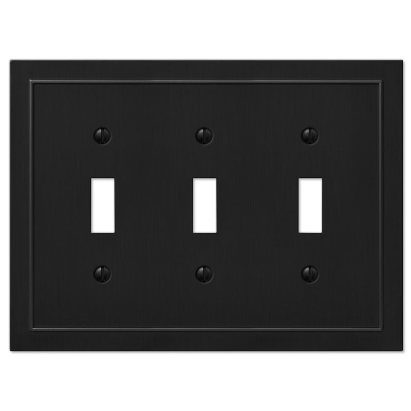 Bethany Black Metal 3-Gang Toggle Light Switch Wall Plate
