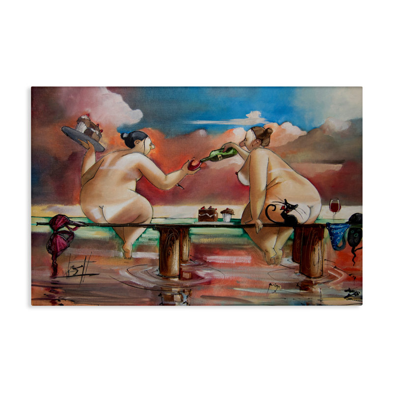 Vin et gâteau sur la toile de la jetée, design par Ronald West