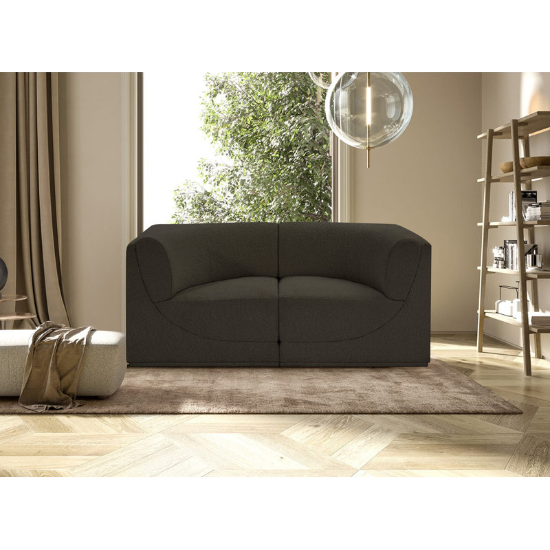 Ollie 68" Upholstered Sofa, Brown Boucle Fabric