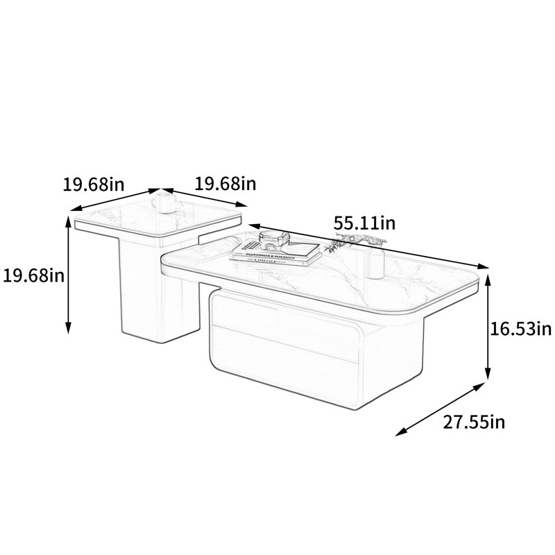Hartwig, 16.53" H x 55.11" L x 27.55" W, White/Grey/Black
