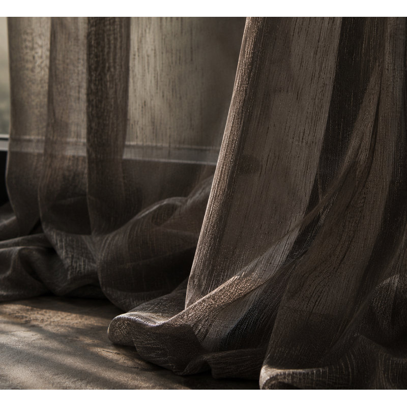 Baltej Semi Sheer Curtain Single Panel, 54" x 108", Charcoal