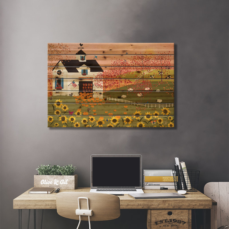 "Asten Folk Art Fusion IV" par - Sans cadre, impression sur bois, H 18 po x l 26 po x P 1,5 po
