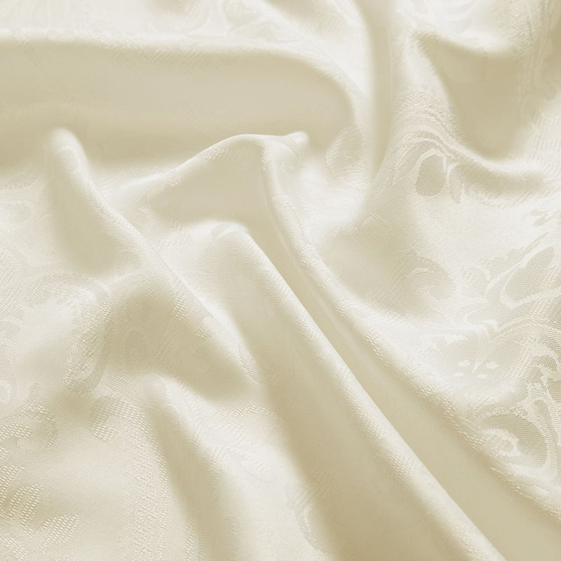 Corson Woven Damask Jacquard Polyester Tablecloth, Ivory, 70" L x 52" W Rectangle