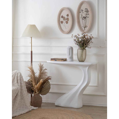 38.58" White Free Form Magnesium Oxide Console Table