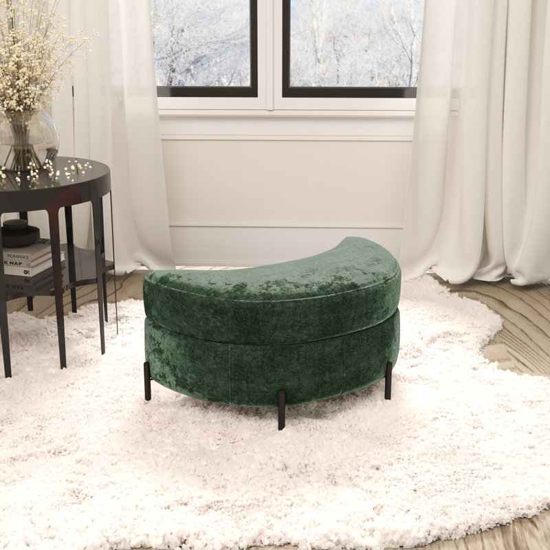 Chenille Storage Ottoman, Green
