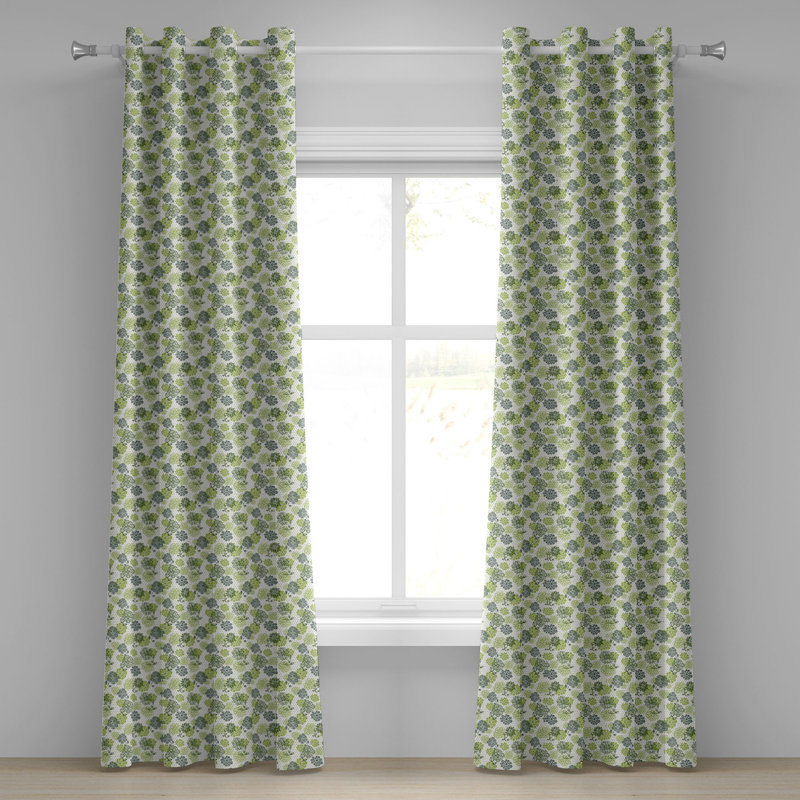 Rideau à œillets décoratif à 2 panneaux East Urban Home Retro, 50 po, vert pomme, vert sauge, L 50 po x L 96 po