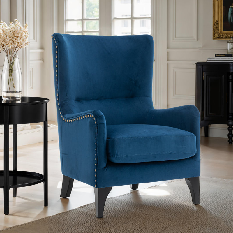 Segovia Wingback Chair, Blue Velvet