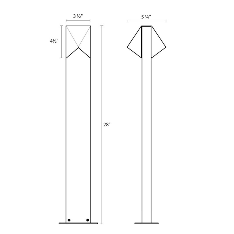 Triform Compact Grey Integrated LED Metal Bollard Light, 28" H x 3.5" W x 5.25" D, Bronze