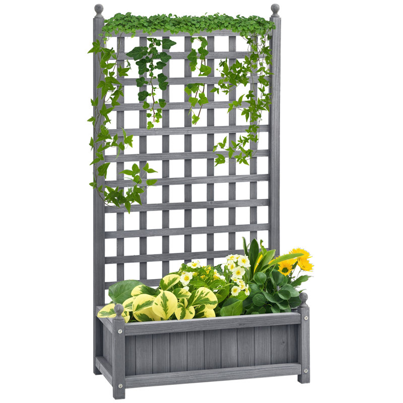 Wood Planter, Light Grey