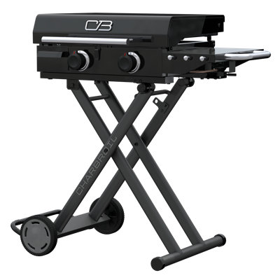 Charbroil Performance Series 22" Folding Cart 2-Burner Portable Flat Top Gas Griddle, Black