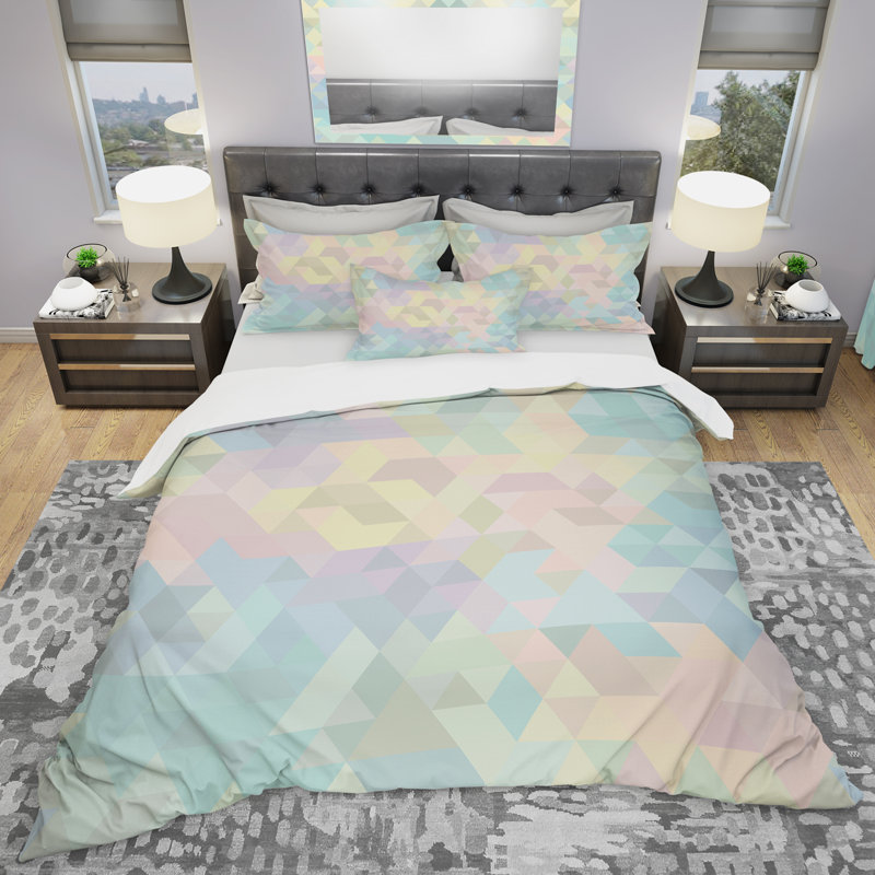 Ensemble de housse de couette géométrique, Housse simple + 1 taie décorative