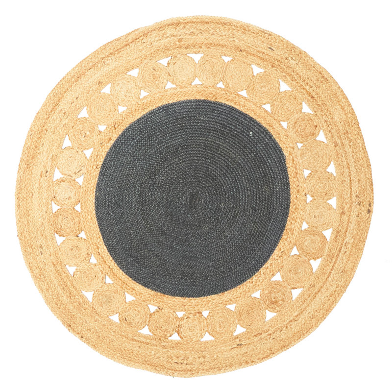 Tapis noir Palas Denizli 3 pi 10 po x 3 pi 10 po