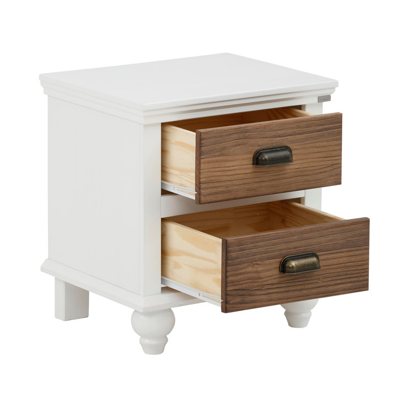 Fanchone 45cm W Solid + Manufactured Wood Bedside Table, White/Natural