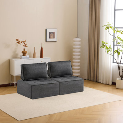 Dark Gray Linen With Wood Frame, Freely Combinable For Various Spaces, Minimalist Nordic Style, Medium-soft Plushness, 47 Lb Weight Upholstered Wooden Adaptable To Decoration Styles, Multiple
