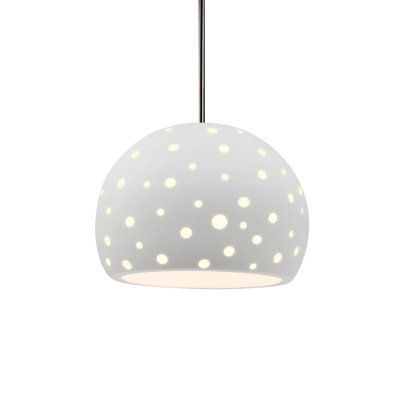 Dimartino 1-Light Pendant - Gloss Blush - Brushed Nickel - 12.25"W x 9.25"H - Dedicated LED - Rigid Stem