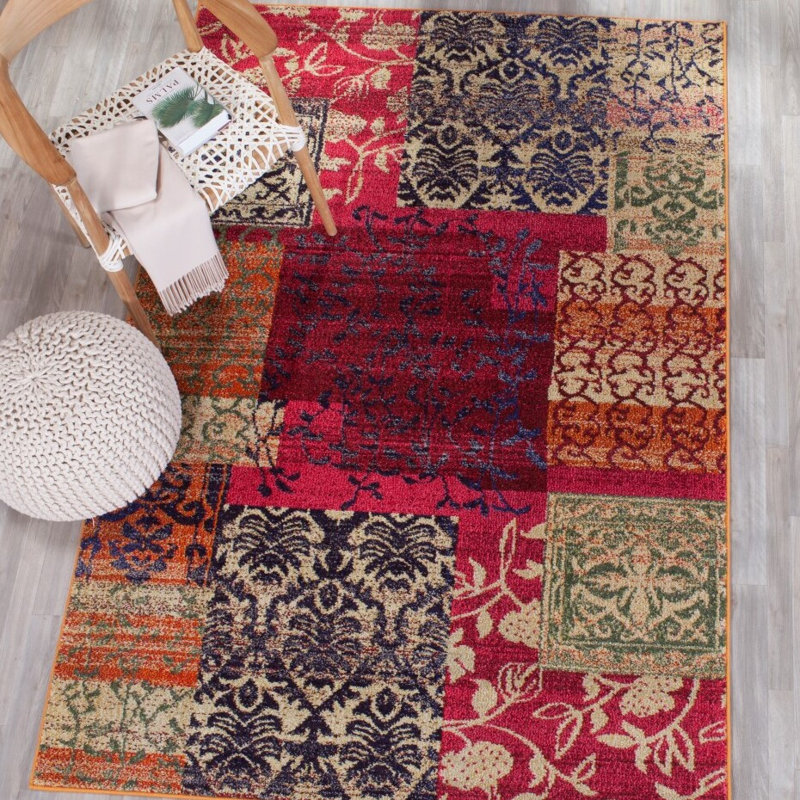 Joaquin Patchwork Hand Woven Area Rug, Rectangle 201 x 279 cm