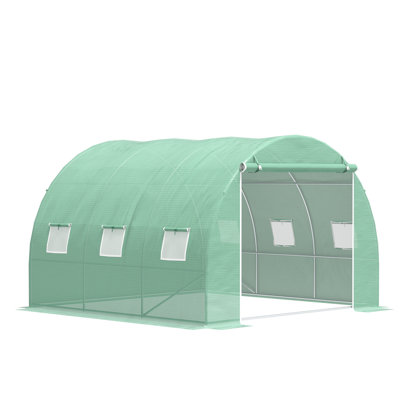 10'x10'x6.5' Plant Greenhouse With Steel Frame, Cover, Zipper Door & Efficient Ventilation Windows Walk-in Kit 10'x10'x6.5', Steel, Airy For Plants