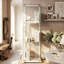 3-Tier Single Door Glass Display Cabinet with USB LED Strip,  123cm H Compact Frameless Curio Cabinet with Glass Top, Black / White-697297347
