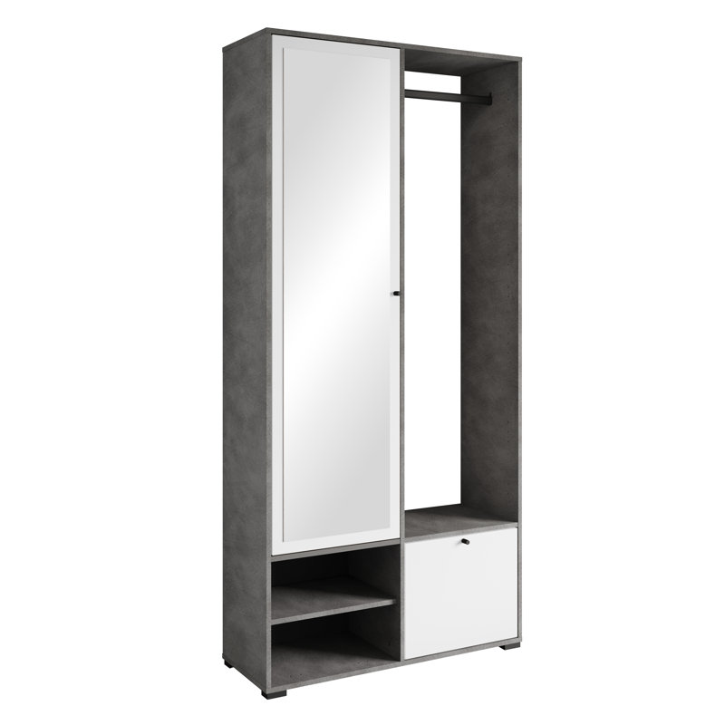Hall Tree 90cm Wide with Shoe Storage, White