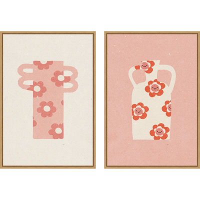  «Pink Floral Vase No. 1 & 2», pièce de 2 par Nktn