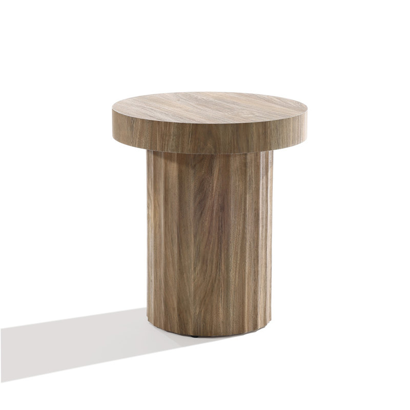 Ermilo Fluted Manufactured Wood Round Side Table