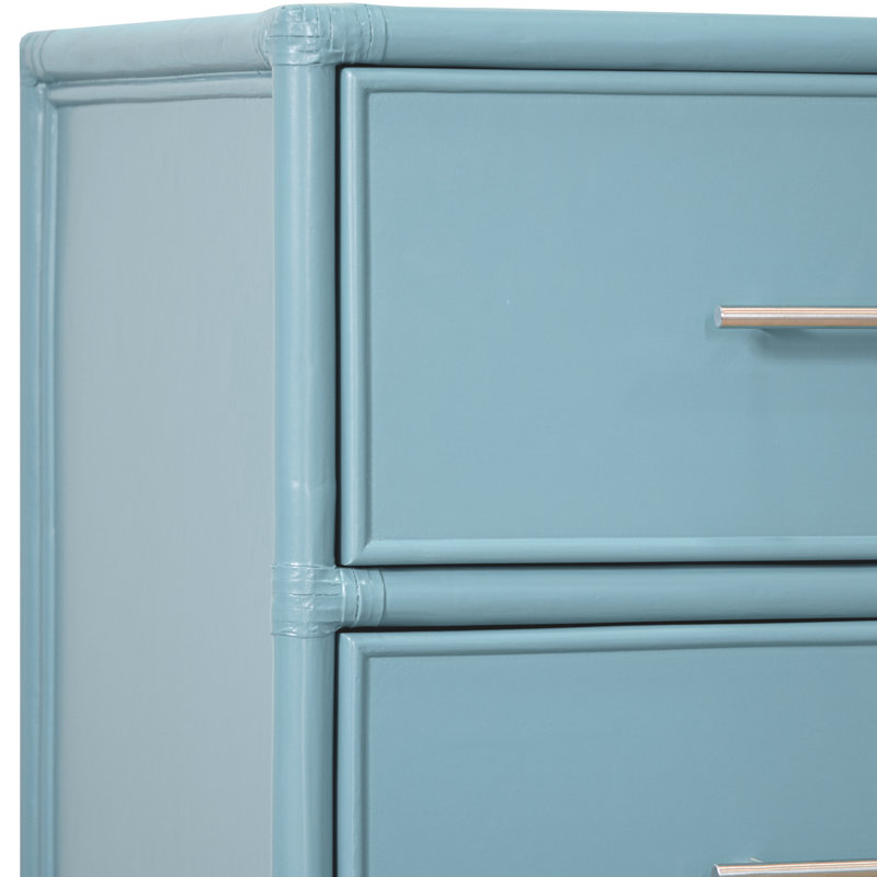 Venice 4 Drawers 54" W Double Dresser, Pool Blue