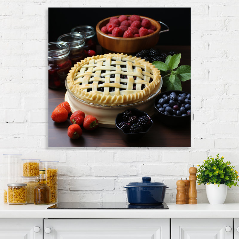 Tarte aux fruits - Art mural de pâtisserie, H 36 po x l 36 po x P 1,5 po