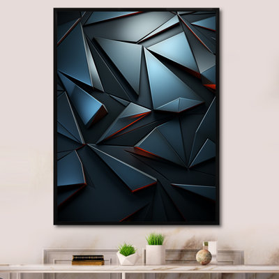 «Blue Stylish Dark Geometric Elegance - Abstract Tile», art mural
