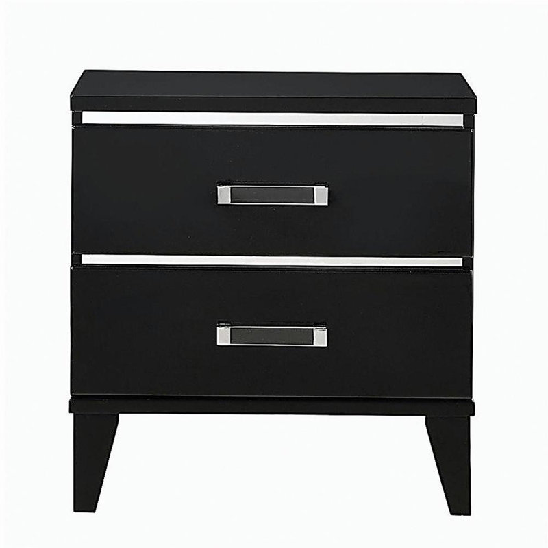 Table de chevet 2 tiroirs noire