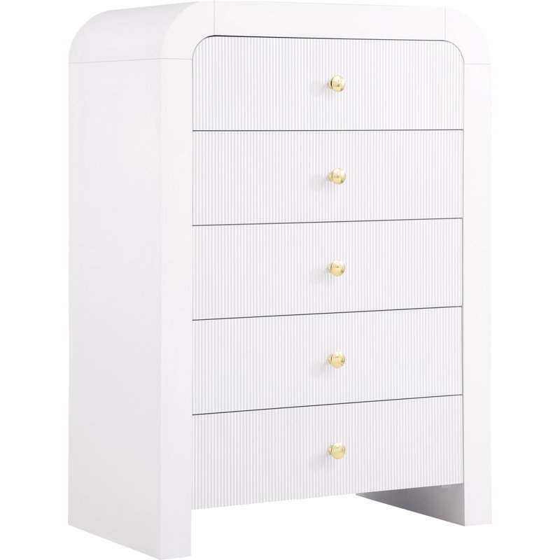 Commode 5 tiroirs Alessondra, Blanc