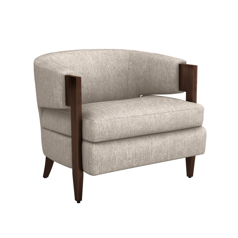 Fauteuil demi-tonneau Kelsey, Bungalow chenille, Noyer