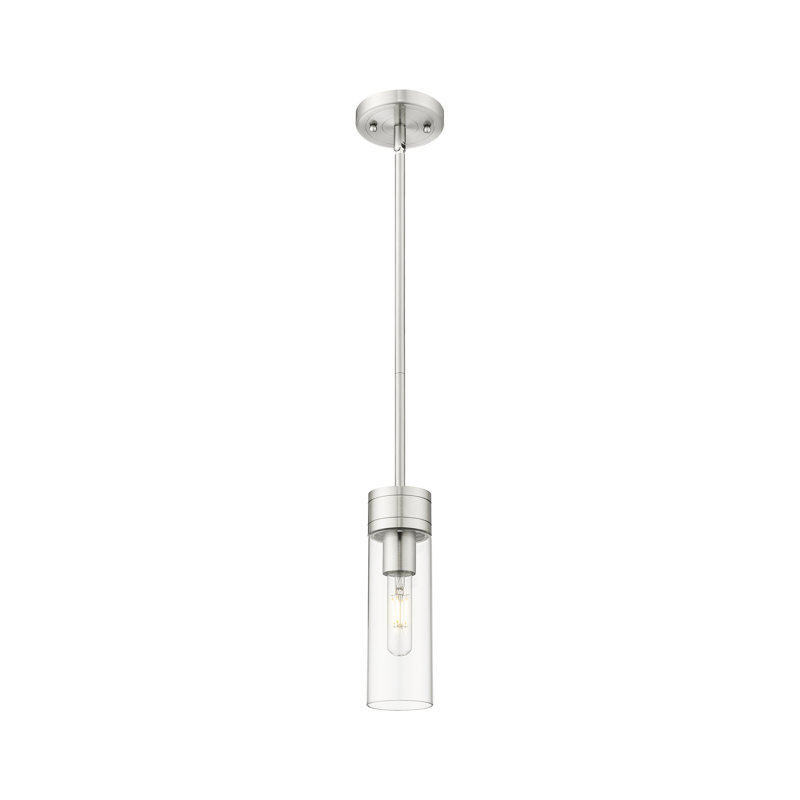 Ballston - Maliyah - 1 Light 3" Stem Hung Mini Pendant with 8"H Shade, Clear, 40.75" H x 3" W, Satin Nickel