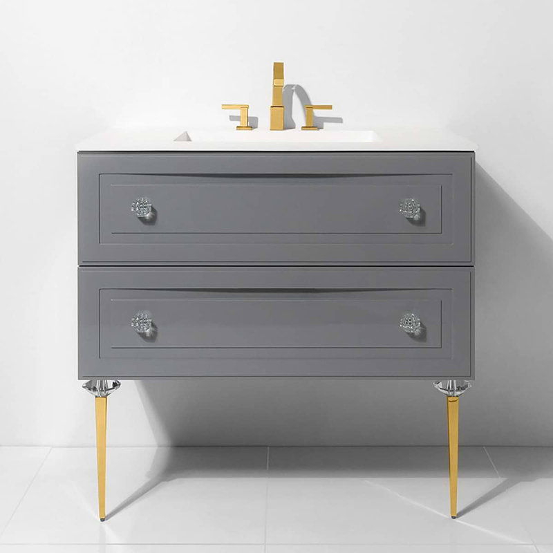 Alma 30.25" Wall Mounted Single Bathroom Vanity with Top, Grigio Gray