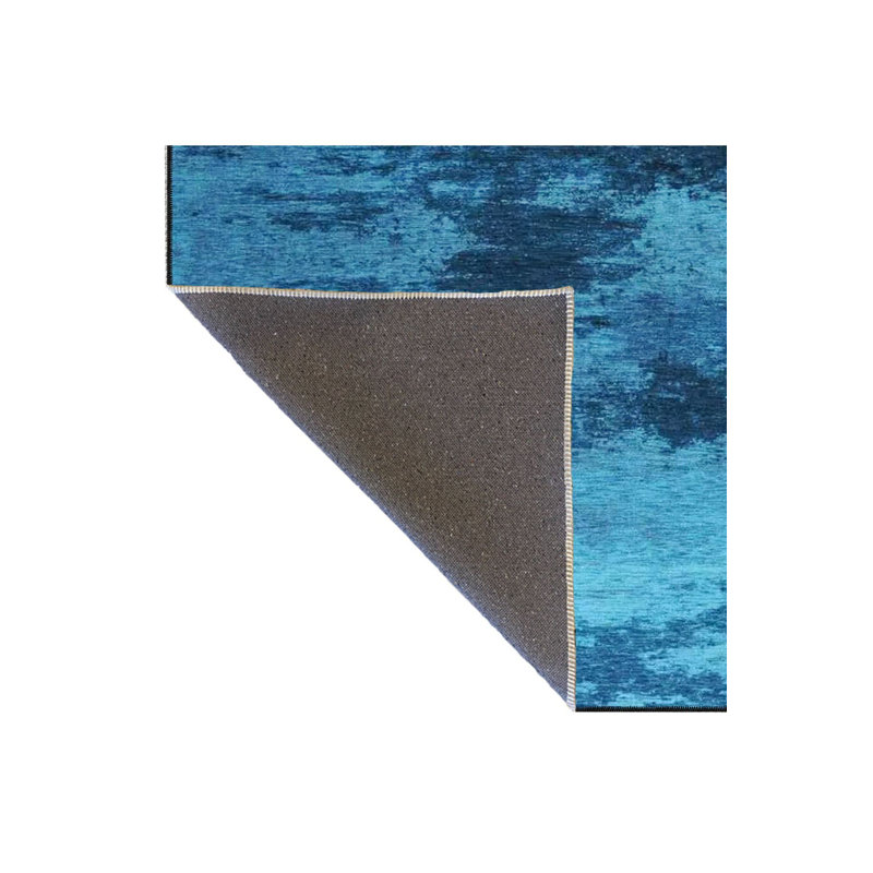 Tapis décoratif bleu à motif lavable à la machine, Sous-tapis carré 3 pi 3 po inclus