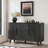 Sideboard Buffet Cabinet with Sliding Tambour Doors, 3 Drawer Storage Cabinet with Adjustable Shelves-1925744600