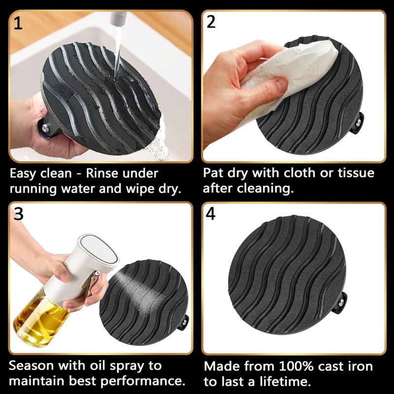 Cast Iron Non-Stick Grill Press