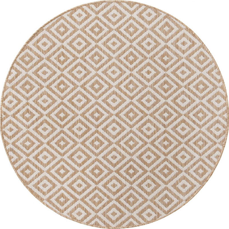 Outdoor Destiny Area Rug Bone Color, Round 4'