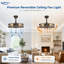 Ventilateurs de plafond en cage de 20 po avec télécommande pour l'application pour la chambre à coucher de patio, ventilateur de plafond encastré avec lumières réversible noyer 6 vitesses Farmhouse-1086386090-1086787998