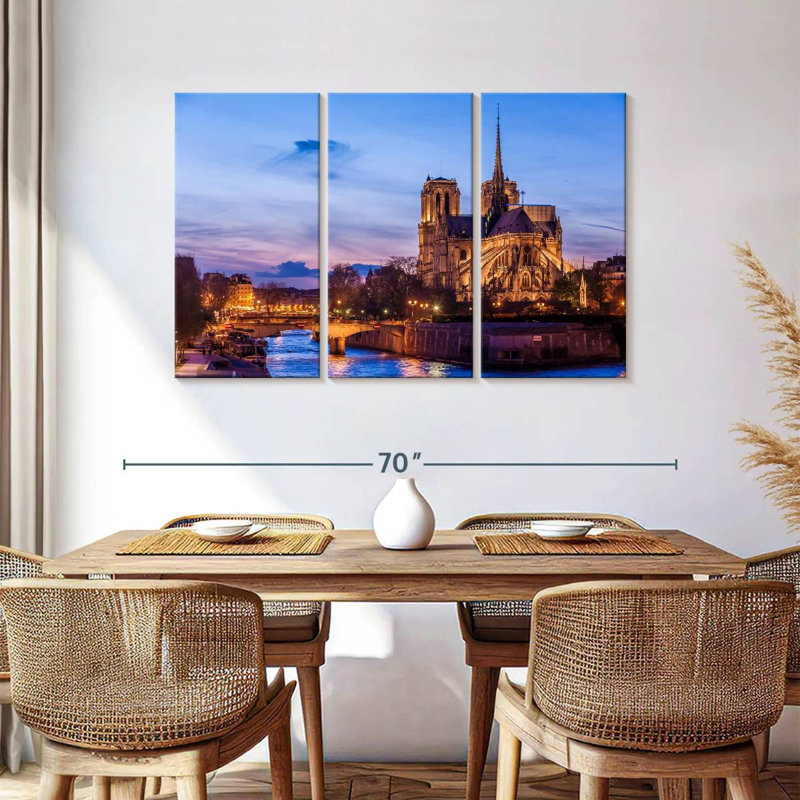 Nicci Notre Dame à Paris la nuit, H 36 po x l 57 po