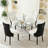 5-Piece Round Glass Table Set With Velvet Chairs – Metal Base, Seats 4-1551142724-1551142723-1551142734