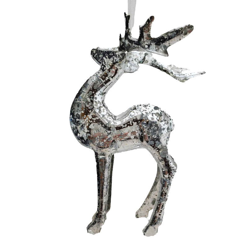 Figurine suspendue renne debout en verre de mercure