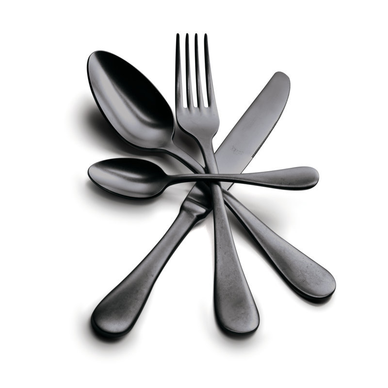 24-Piece Cutlery Set, Black Gold