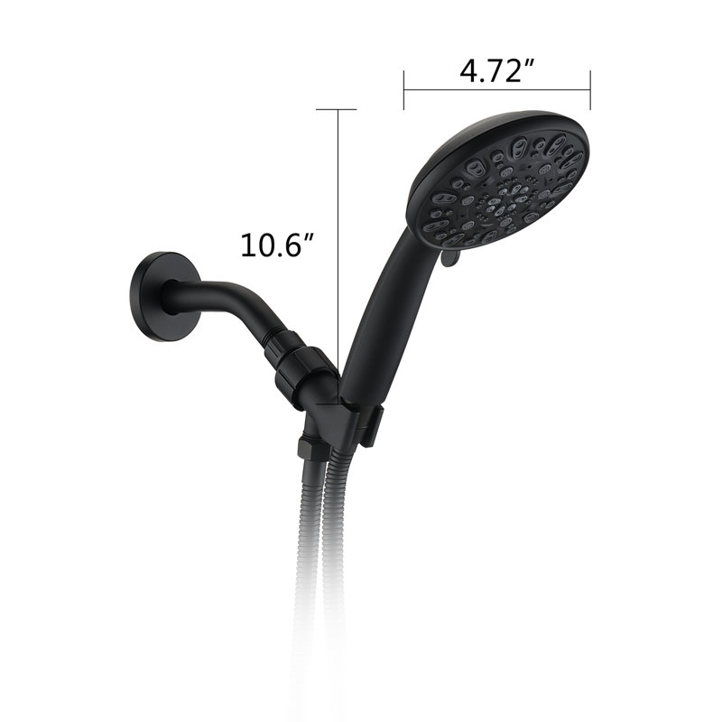 Handheld Shower In Matte Black With 7 Spray Functions And Corrosion Surface Faucet Black,