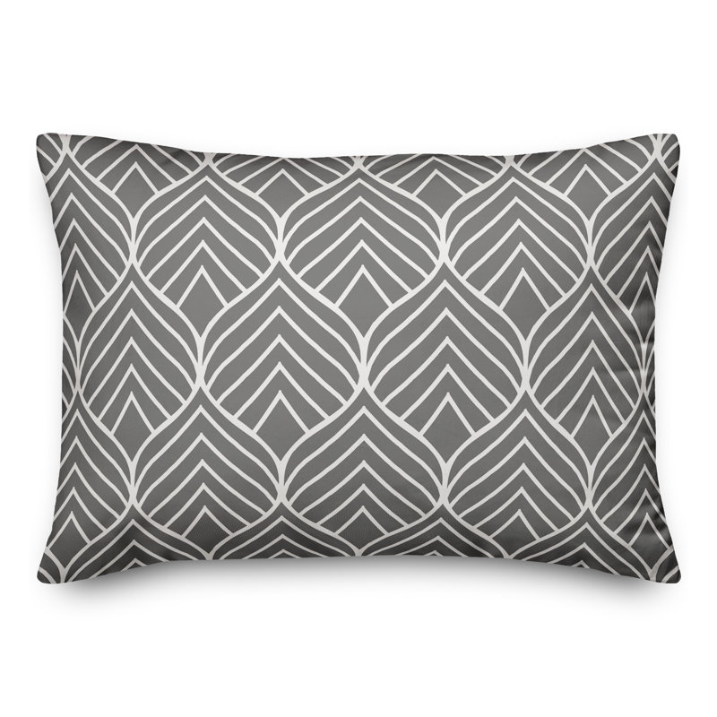 Abstract Outdoor Throw Pillow, Gray