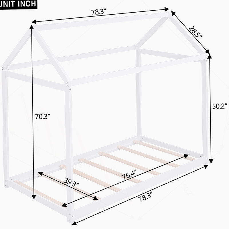 Lit maison en bois, Blanc