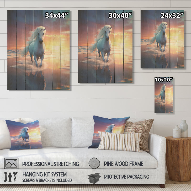 Portrait de majestueux cheval de bord de mer - impression d'un cheval sur bois, H 20 po x l 10 po