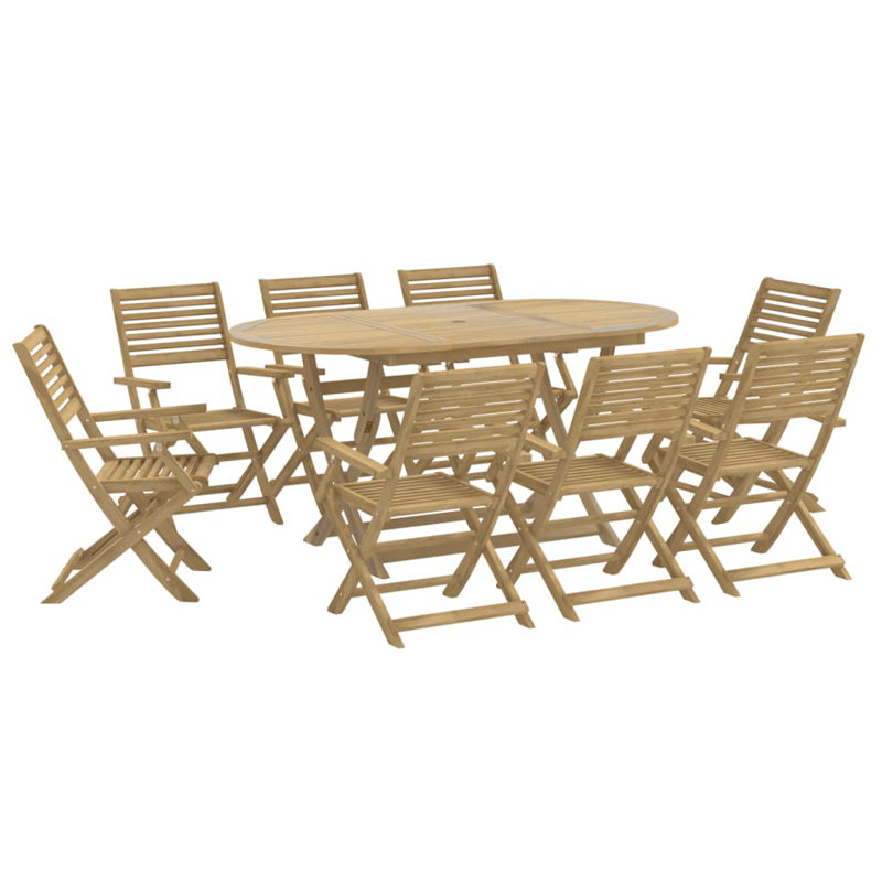 8 - Person Wood Patio Dining Set with Round Table
