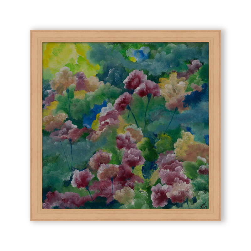 Nature Inspired "Petals of Spring" Canvas Wall Art By , 30" H x 30" W, Framed Matted Print, Black