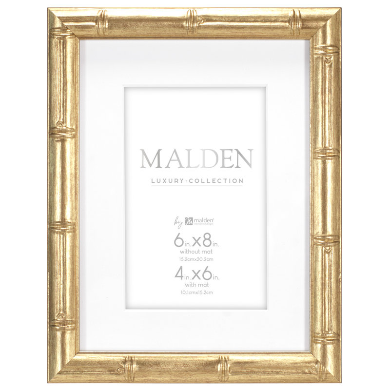 Gold Bamboo 4x6 Matted Picture Frame with Glass Cover